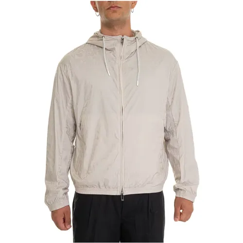 Logo Windproof Jacket with Hood , male, Sizes: L, 3XL, XL, 2XL - Emporio Armani - Modalova