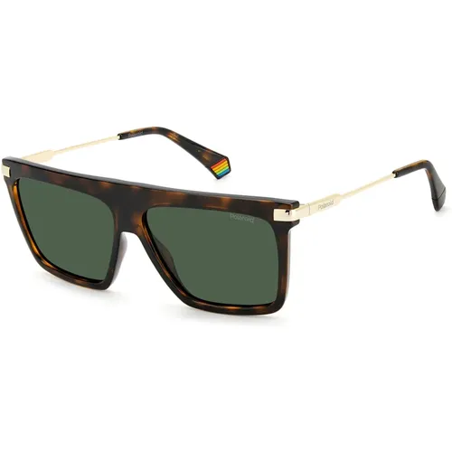 Dark Havana/Green Sunglasses , male, Sizes: 58 MM - Polaroid - Modalova