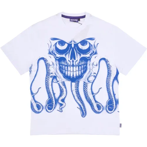 Weiße Skull Streetwear Tee Shirt , Herren, Größe: XL - Octopus - Modalova