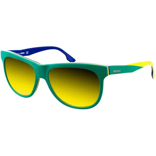 Red Oval Sunglasses with Yellow Accents , male, Sizes: ONE SIZE - Diesel - Modalova