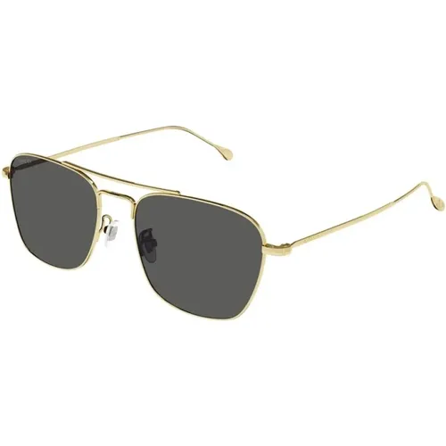 Gold Frame Grey Lens Sunglasses , unisex, Sizes: 56 MM - Gucci - Modalova