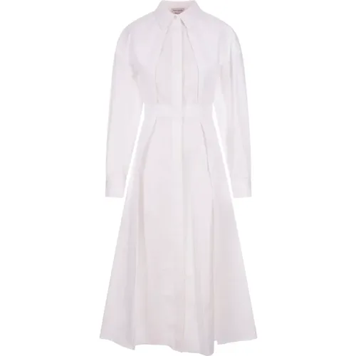Cotton Poplin A-Line Shirt Dress , female, Sizes: S - alexander mcqueen - Modalova