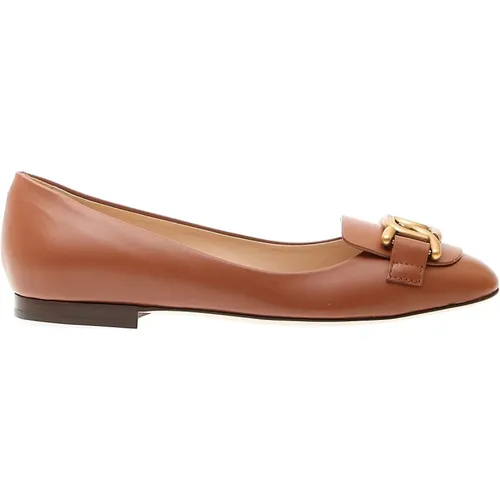 Ballerina Shoes Cuoio Gold Chain , female, Sizes: 6 UK, 3 UK, 3 1/2 UK, 7 UK, 4 UK, 5 UK, 4 1/2 UK, 5 1/2 UK - TOD'S - Modalova