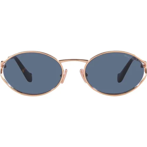 Oval Sunglasses with Dark Blue Lenses , female, Sizes: 54 MM - Miu Miu - Modalova
