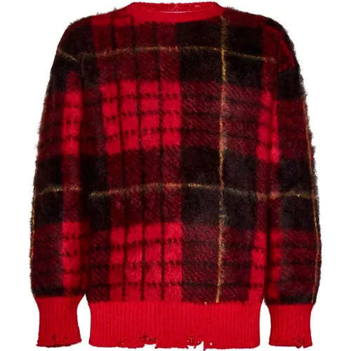 Roter Tartan Pullover mit Distressed Finish - alexander mcqueen - Modalova