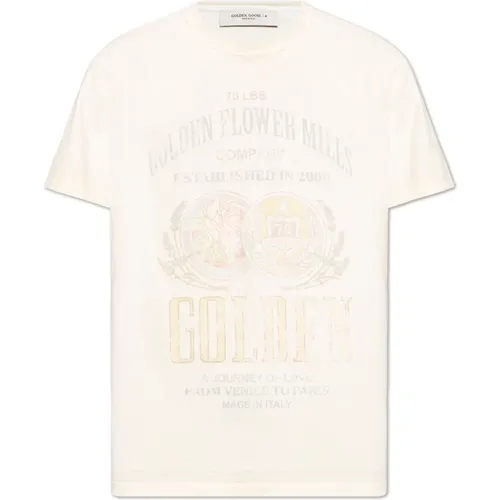 T-shirt with vintage effect , male, Sizes: XL - Golden Goose - Modalova