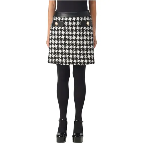 Houndstooth Bouclé Skirt , female, Sizes: S, XS - Moschino - Modalova