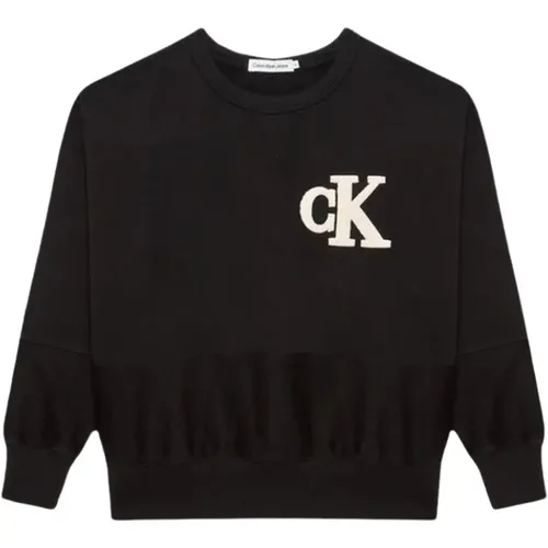 Sweatshirt mit Rundhalsausschnitt und Patch-Logo - Calvin Klein Jeans - Modalova
