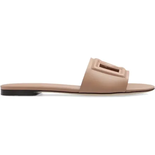 Leder Slides , Damen, Größe: 36 EU - Dolce & Gabbana - Modalova