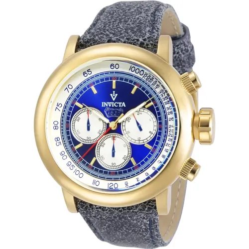 Vintage Men's Quartz Watch Blue Dial , male, Sizes: ONE SIZE - Invicta Watches - Modalova