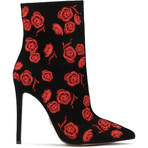 Wildlederstiefel mit bestickten roten Blumen , Damen, Größe: 38 EU - Kazar - Modalova