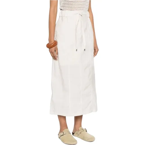 Beige Gabardine Midi Skirt , female, Sizes: M - BRUNELLO CUCINELLI - Modalova