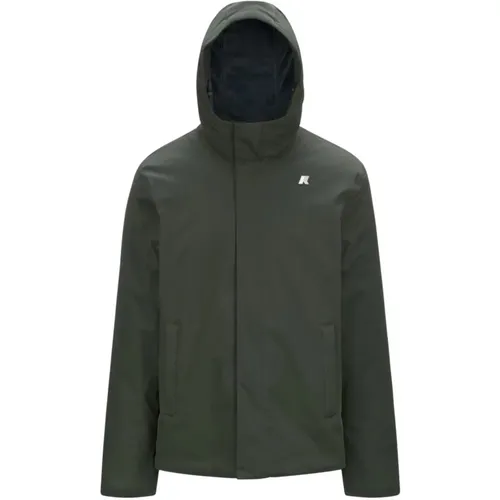 Grüne Kurze Jacke Regular Fit , Herren, Größe: L - K-way - Modalova