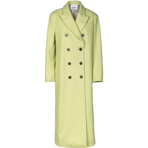 Long Double-Breasted Coat with Peak Lapels , female, Sizes: S - Erika Cavallini - Modalova