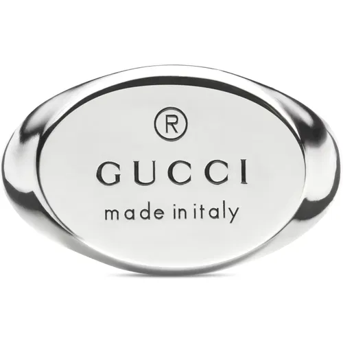 Marken-Chevalier-Ring mit ovalem Anhänger aus Sterlingsilber , Damen, Größe: 53 MM - Gucci - Modalova