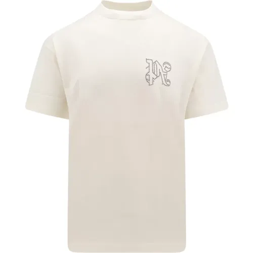 Weiße Ss24 T-Shirt mit Rundhalsausschnitt , Herren, Größe: L - Palm Angels - Modalova