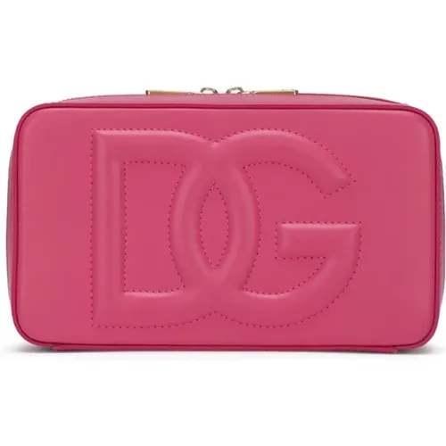 Fuchsia Leder Crossbody Tasche - Dolce & Gabbana - Modalova