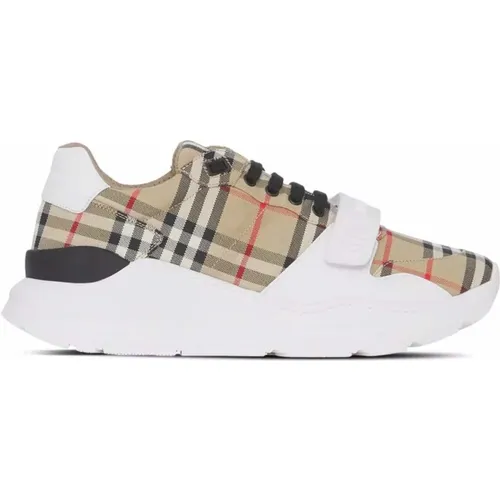 Beige Sneakers with Velcro Closure , female, Sizes: 7 UK - Burberry - Modalova