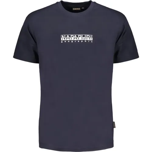 Blau Kurzarm Logo Print T-Shirt , Herren, Größe: S - Napapijri - Modalova