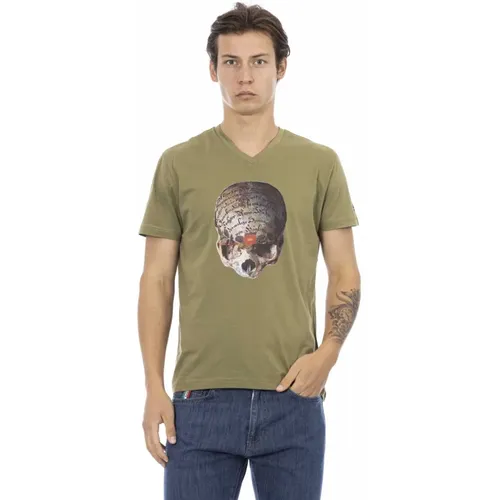 Kurzarm V-Ausschnitt T-Shirt , Herren, Größe: XL - Trussardi - Modalova