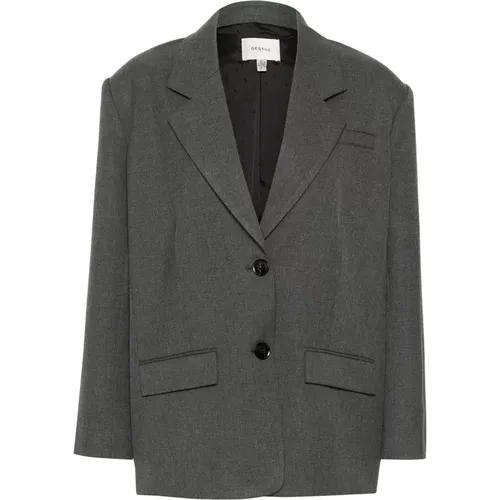 Dunkelgrauer Melange Oversize Blazer Jacke , Damen, Größe: M/L - Gestuz - Modalova