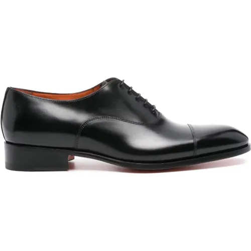 Schwarze Polierte Leder Oxford Schuhe - Santoni - Modalova