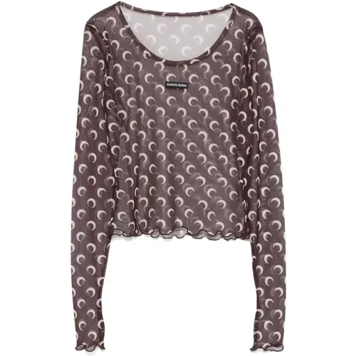 Moon Print Mesh Top , female, Sizes: M - Marine Serre - Modalova