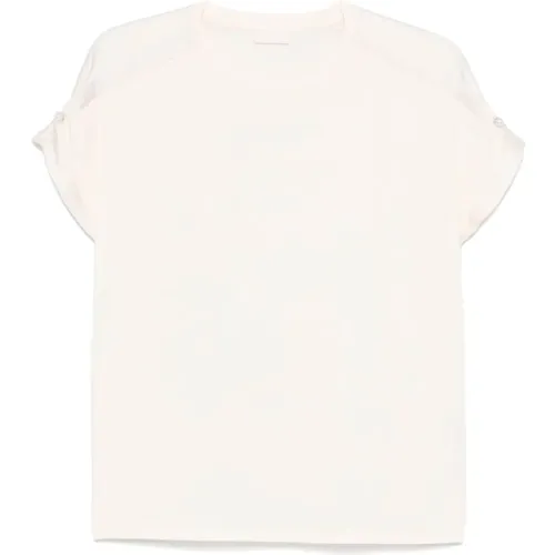 T-Shirt mit Satin-Finish und Faux-Perlen-Detailing , Damen, Größe: L - Liu Jo - Modalova