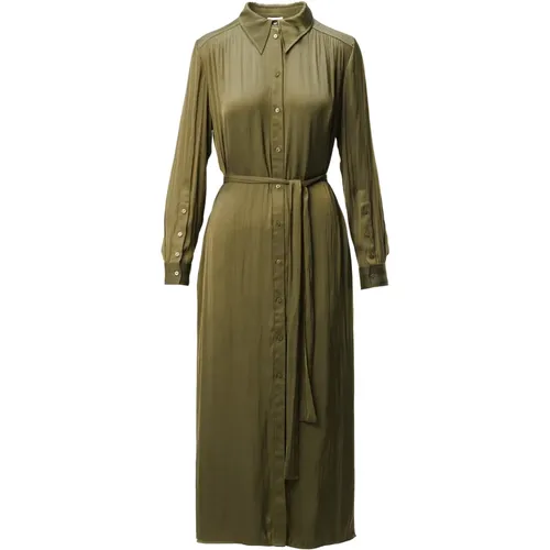 Long Dress with Shirt Collar and Button Placket , female, Sizes: L - Lala Berlin - Modalova