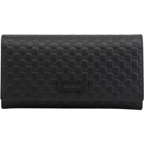 Leather Wallet, Microssima Design , female, Sizes: ONE SIZE - Gucci - Modalova
