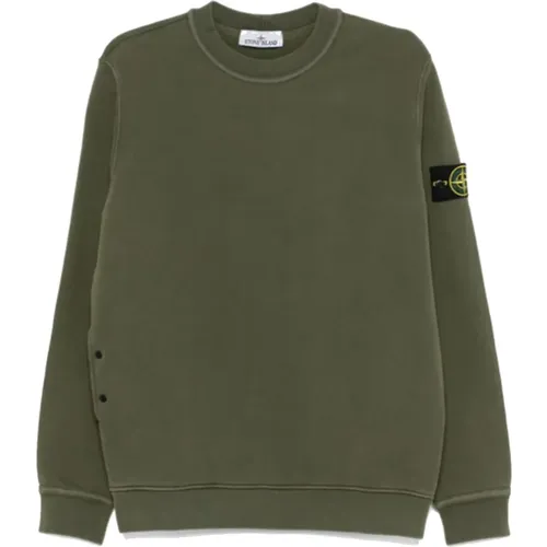 Diagonaler Fleece-Pullover Grün Moos - Stone Island - Modalova