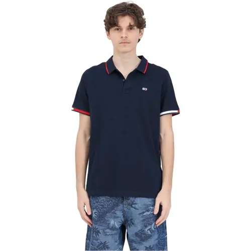 Slim Flag Cuffs Polo , Herren, Größe: S - Tommy Jeans - Modalova