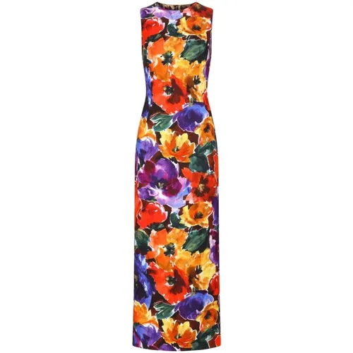 Floral Print Sleeveless Ankle-Length Dress , female, Sizes: S - Dolce & Gabbana - Modalova