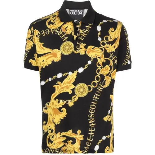 Gold Chain Polo Shirt , male, Sizes: L - Versace Jeans Couture - Modalova