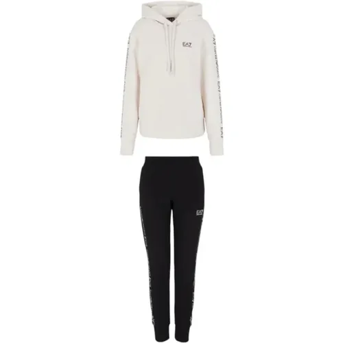 And Beige Hoodie Tracksuit Set , female, Sizes: M, L - Emporio Armani EA7 - Modalova