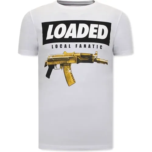 T-Shirt with Print Loaded Gun , male, Sizes: M, XL, S, L, 2XL - Local Fanatic - Modalova