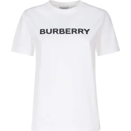 Weiße T-Shirts und Polos mit 98% Baumwolle 2% Elastan , Damen, Größe: S - Burberry - Modalova