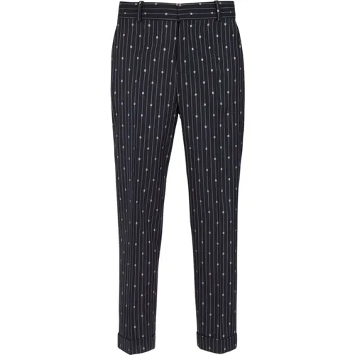 Monogrammed wool trousers with thin stripes - Balmain - Modalova