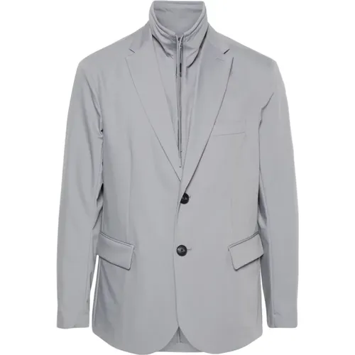 Layered Grey Blazer Jacket , male, Sizes: 2XL, XL, 4XL, L, 3XL - Emporio Armani - Modalova
