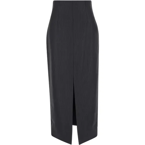 Pinstripe Wool Skirt Grey , female, Sizes: XS, S - alexander mcqueen - Modalova