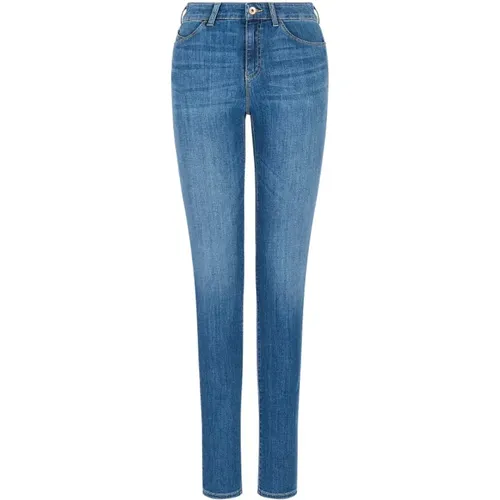 Damen Slim-Fit High-Waisted Jeans mit Logo - Emporio Armani - Modalova