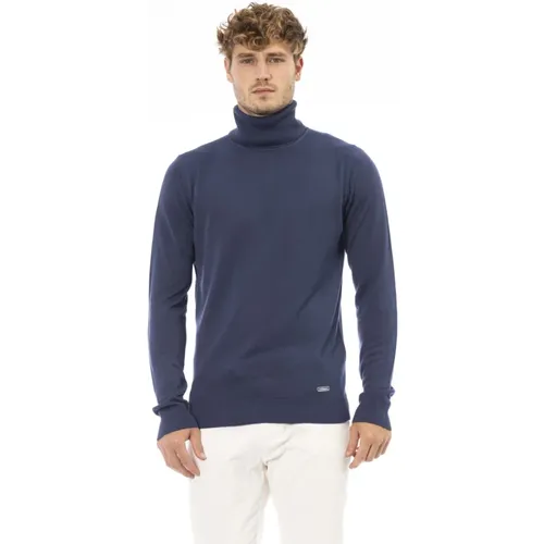 Gerippter Rollkragenpullover mit Monogrammdetail , Herren, Größe: L - Baldinini - Modalova