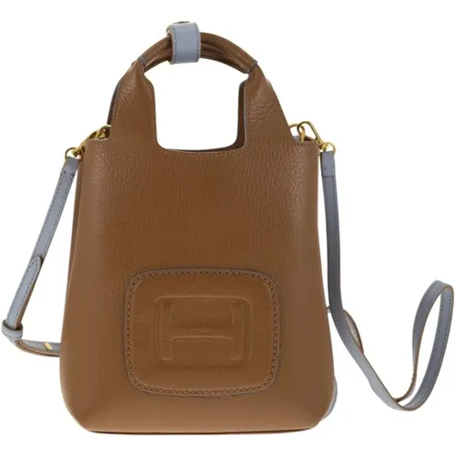 Geprägte Mini-Shoppingtasche,Braune Leder Tote Tasche - Hogan - Modalova