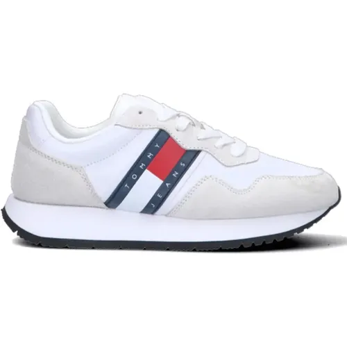 Weiße Wildleder-Sneakers mit Eingebettetem Logo , Damen, Größe: 38 EU - Tommy Jeans - Modalova