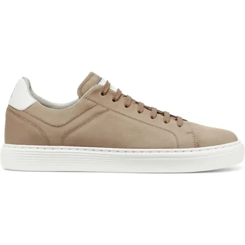 Leather Sneakers with Round Toe and Lace-ups , male, Sizes: 10 UK - BRUNELLO CUCINELLI - Modalova