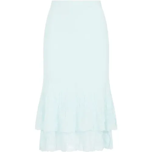 Pale Turquoise Cotton Midi Skirt , female, Sizes: S, M - Bottega Veneta - Modalova