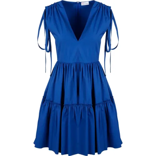 Blaues Poplin Midi Kleid , Damen, Größe: XS - RED Valentino - Modalova