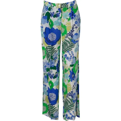 Floral Silk Wide Leg Trousers , female, Sizes: L - P.a.r.o.s.h. - Modalova