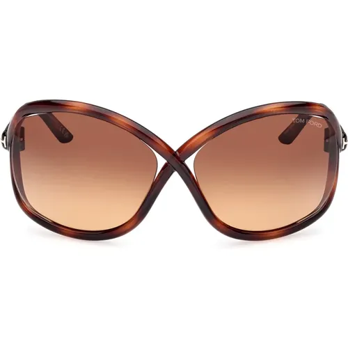 Classic Butterfly Sunglasses Havana , unisex, Sizes: 68 MM - Tom Ford - Modalova