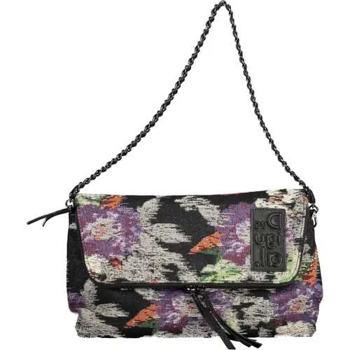 Black Cotton Handbag with Removable Shoulder Strap , female, Sizes: ONE SIZE - Desigual - Modalova